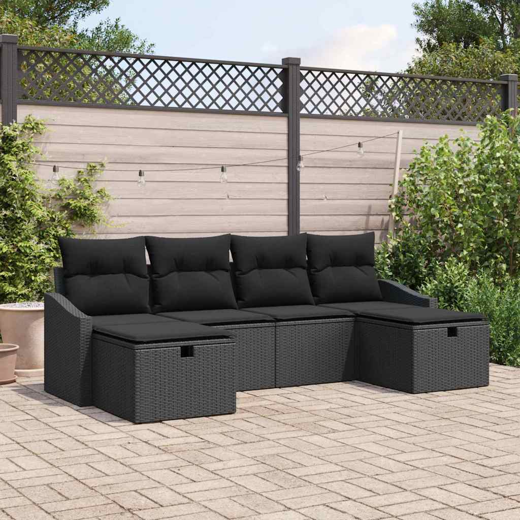 Tuin Sofa Set met kussen met opslag 6 pcs poly rattan