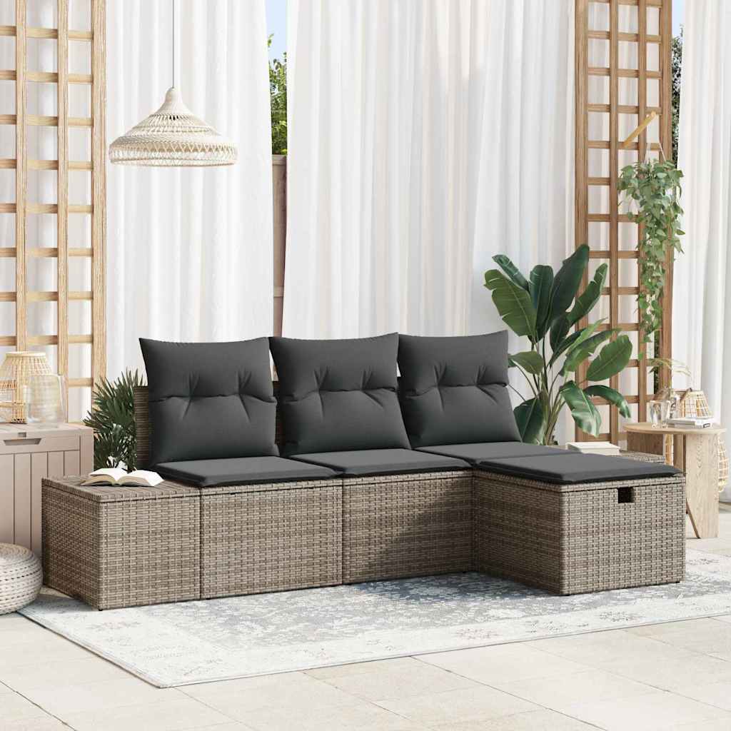 Tuin Sofa Set 4 st poly rattan – afbeelding 1
