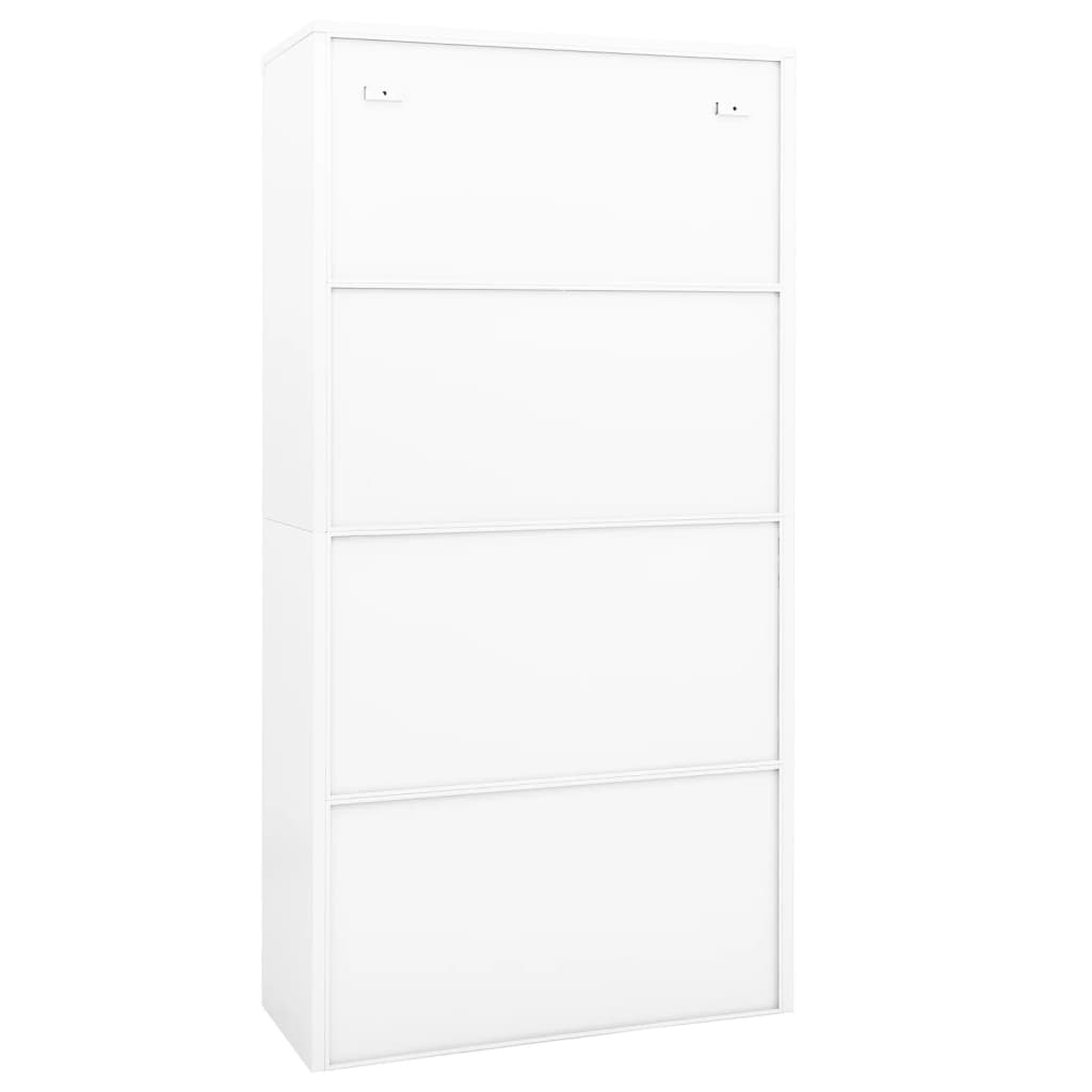 Kantoorkast 90x40x180 cm staal en gehard glas wit – afbeelding 5
