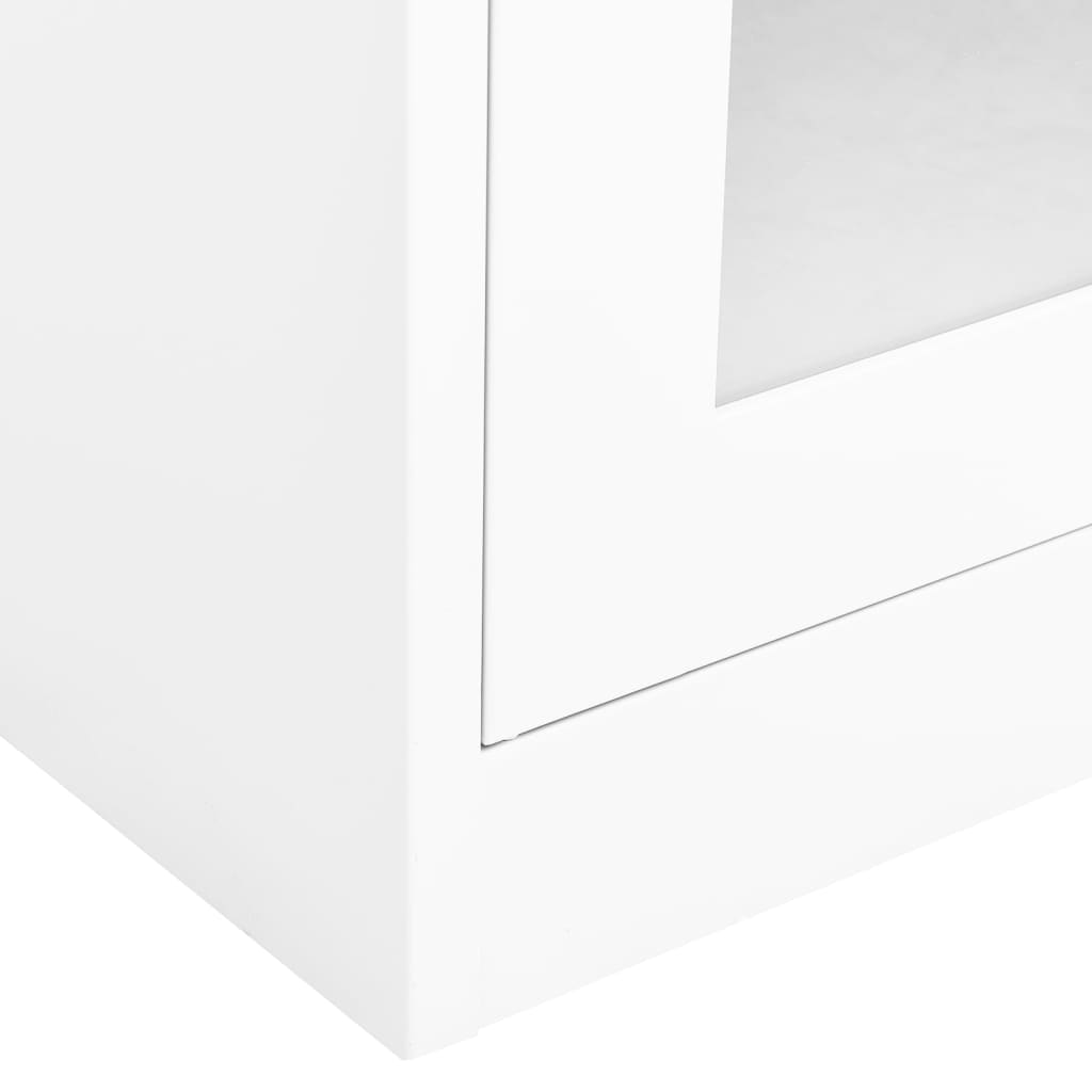 Kantoorkast 90x40x180 cm staal en gehard glas wit – afbeelding 6
