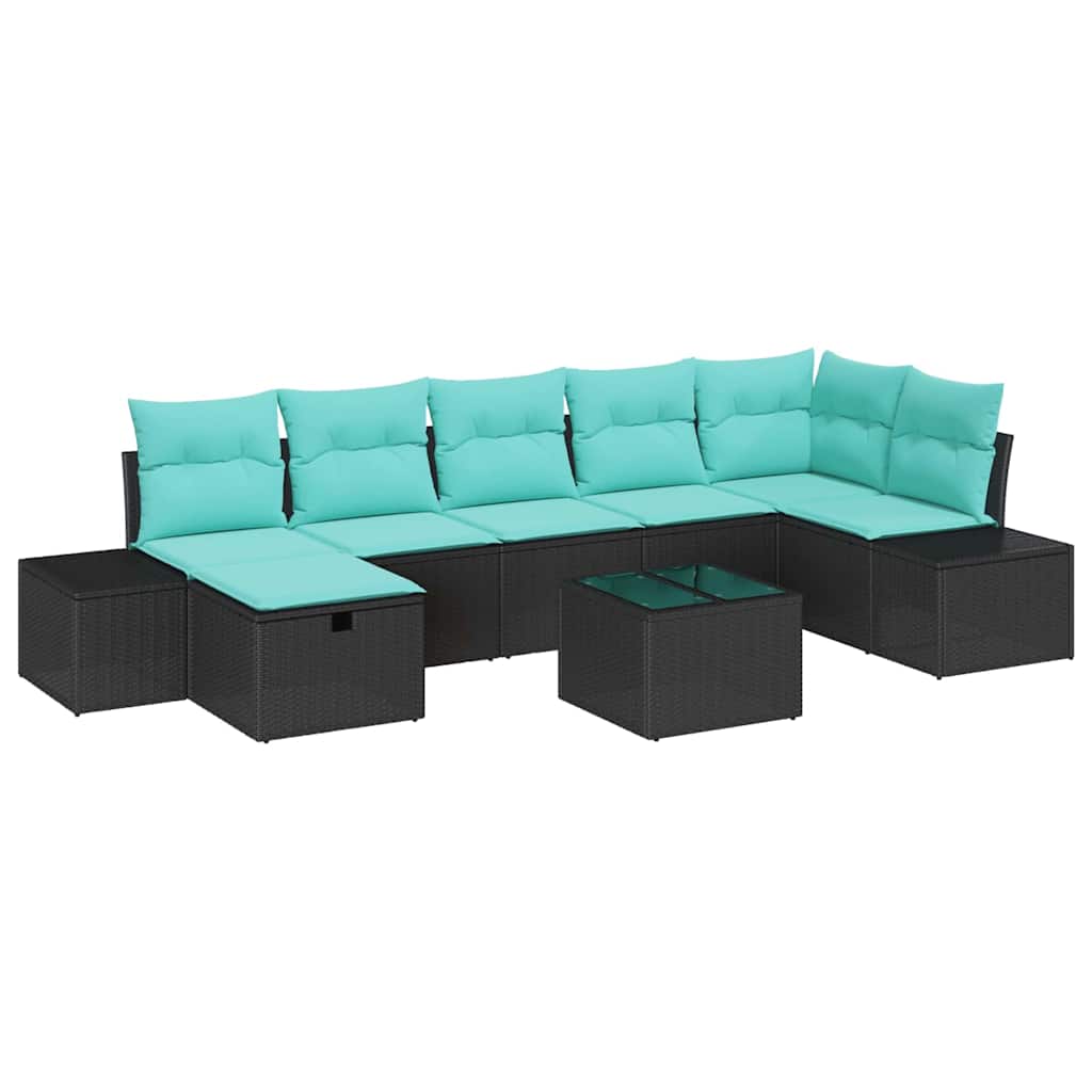 Tuin Sofa Set met kussen 8 pcs Zwart poly rattan – afbeelding 2