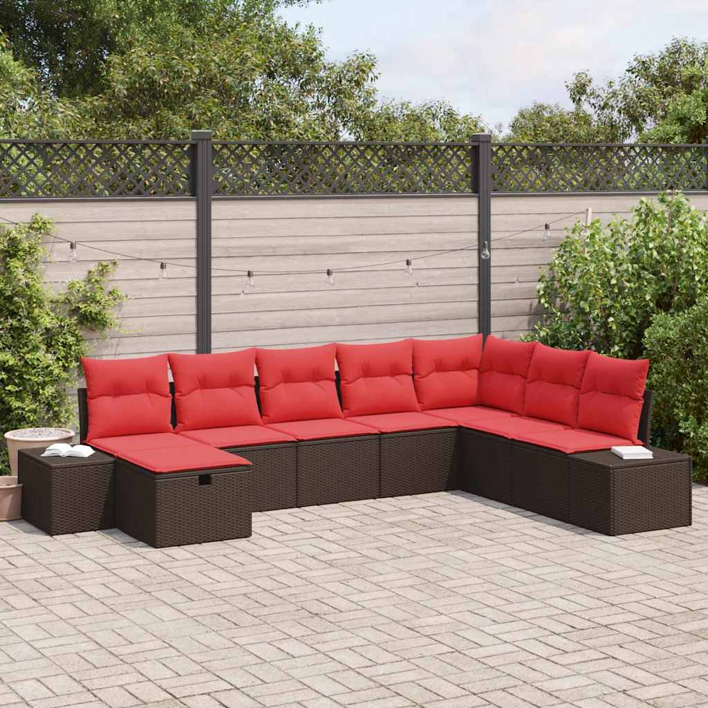 Tuin Sofa Set met kussen 8 pcs Bruin poly rattan – afbeelding 1