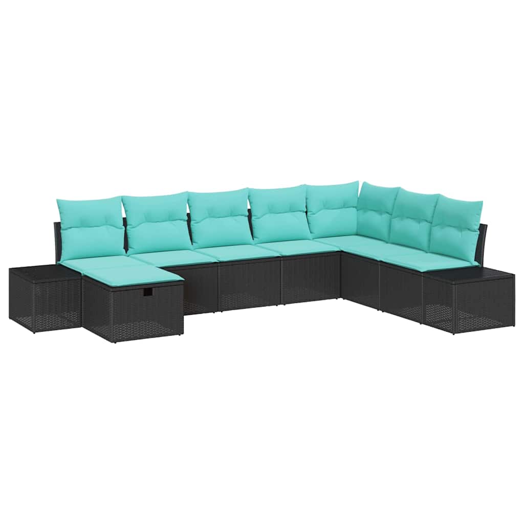 Tuin Sofa Set met kussen 8 pcs Zwart poly rattan – afbeelding 2