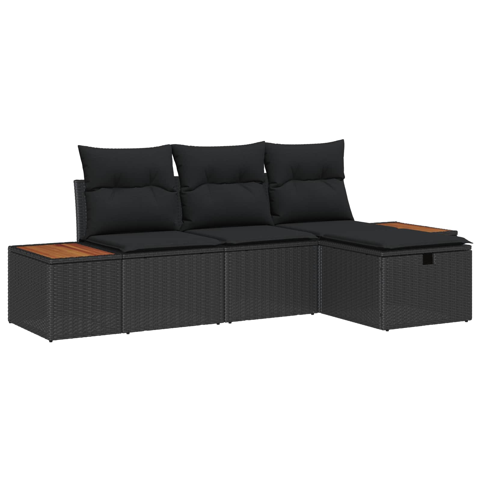 Tuin Sofa Set met kussen 4 pcs Zwart Poly riet