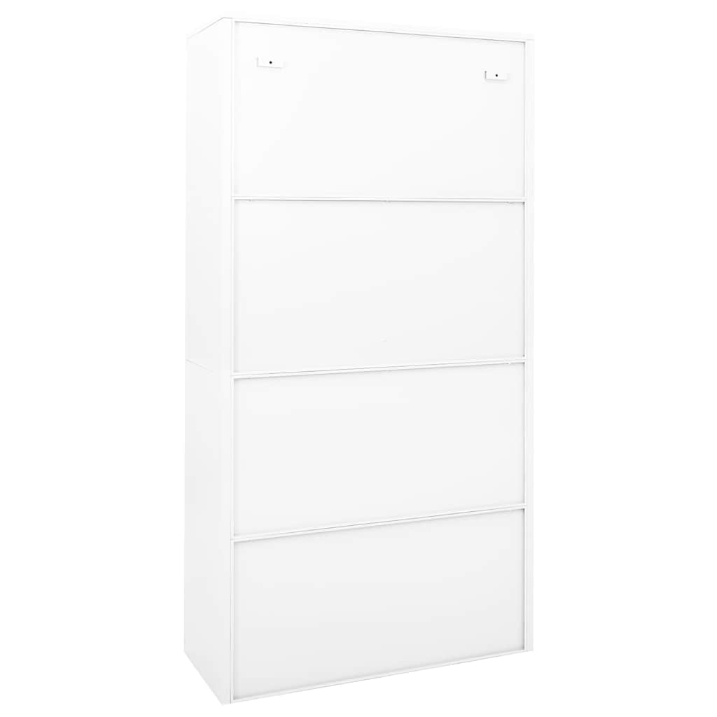 Kantoorkast met schuifdeuren 90x40x180 cm staal wit – afbeelding 4