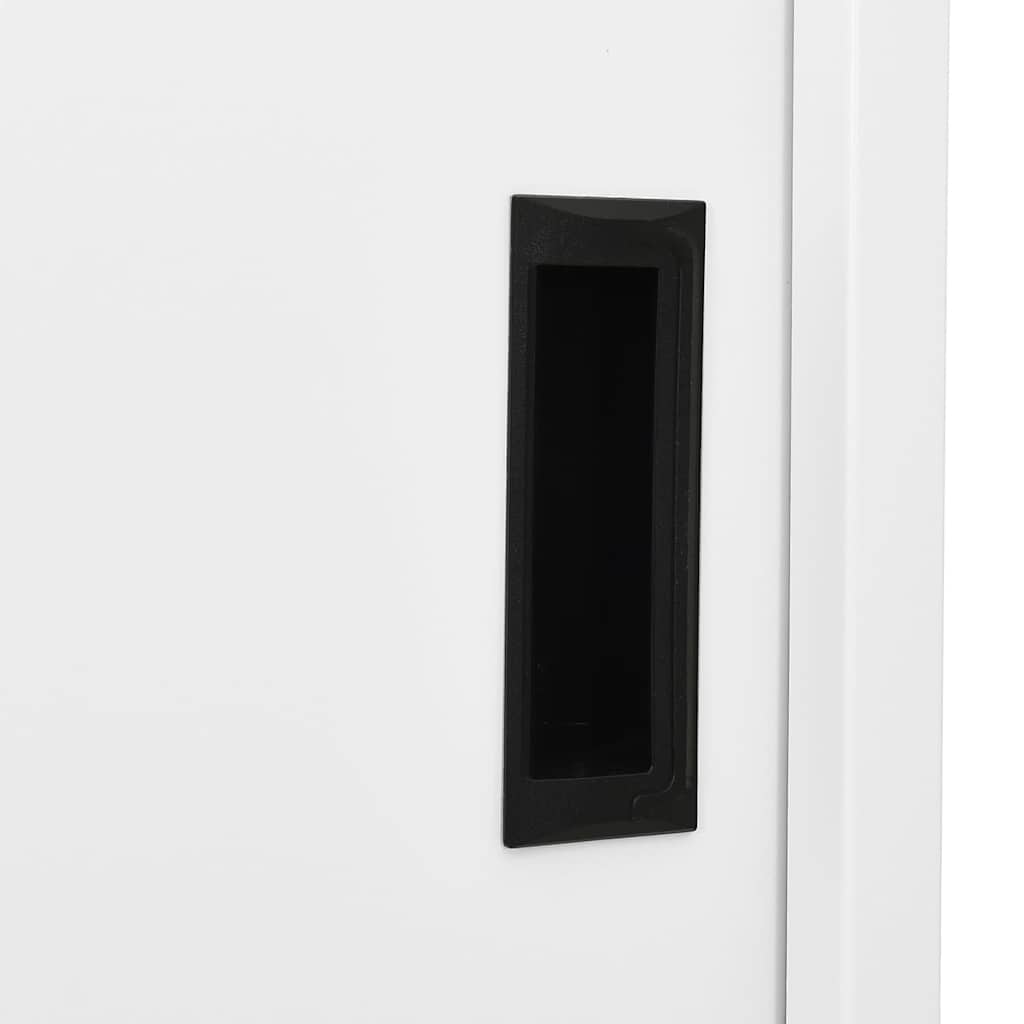 Kantoorkast met schuifdeuren 90x40x180 cm staal wit – afbeelding 7