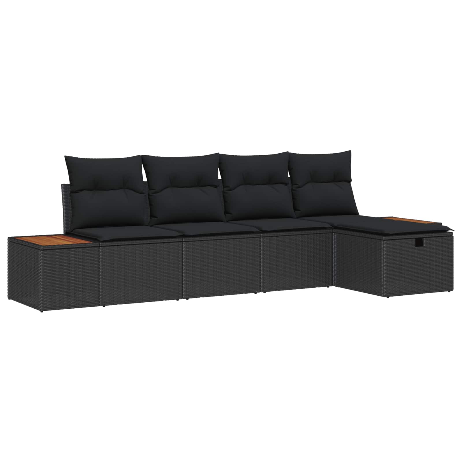 Tuinbankenset met kussen 5 pcs Zwart poly rattan