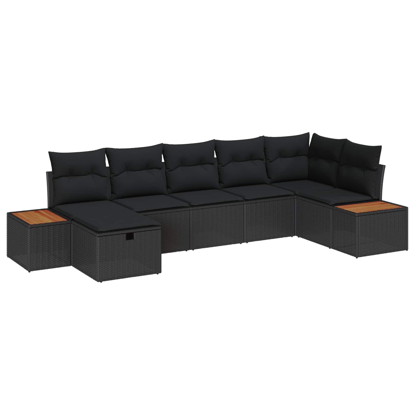 Tuinbankenset met kussen 8 pcs Zwart poly rattan – afbeelding 1