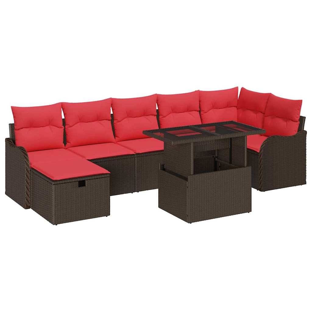 Tuin Sofa Set met kussen met opslag 8 pcs Bruin Poly riet – afbeelding 2