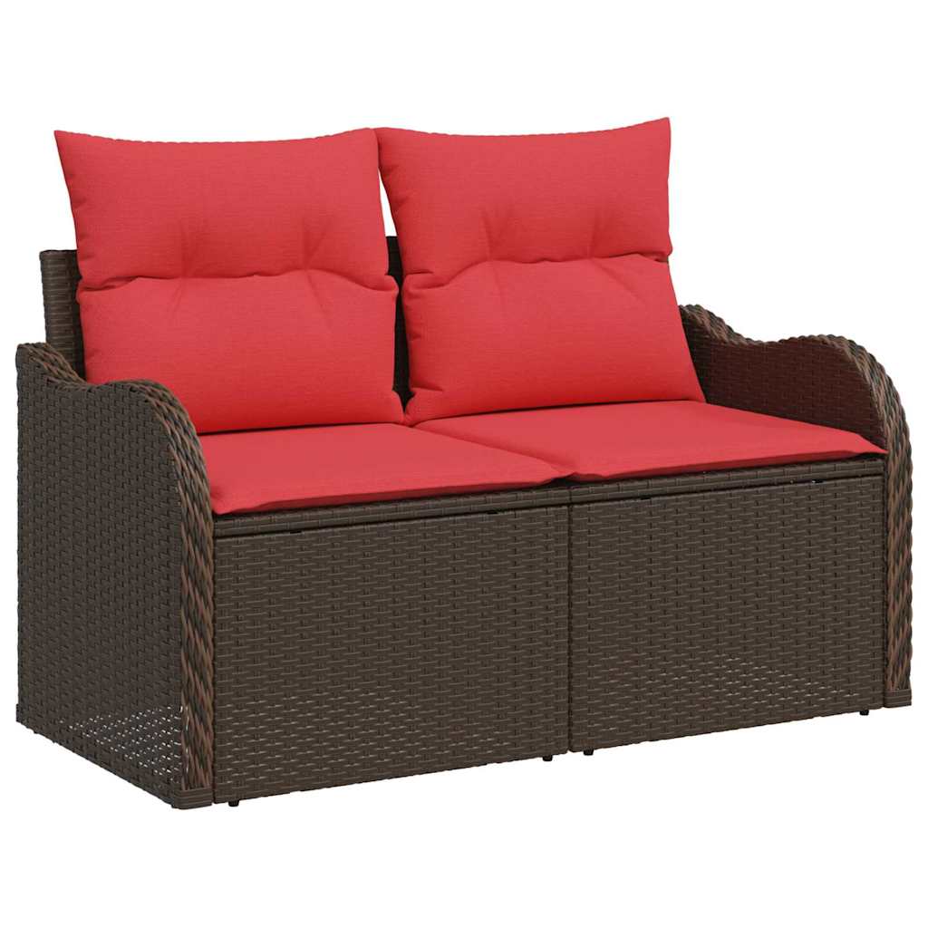 Tuin Sofa Set met kussen met opslag 8 pcs Bruin Poly riet – afbeelding 4
