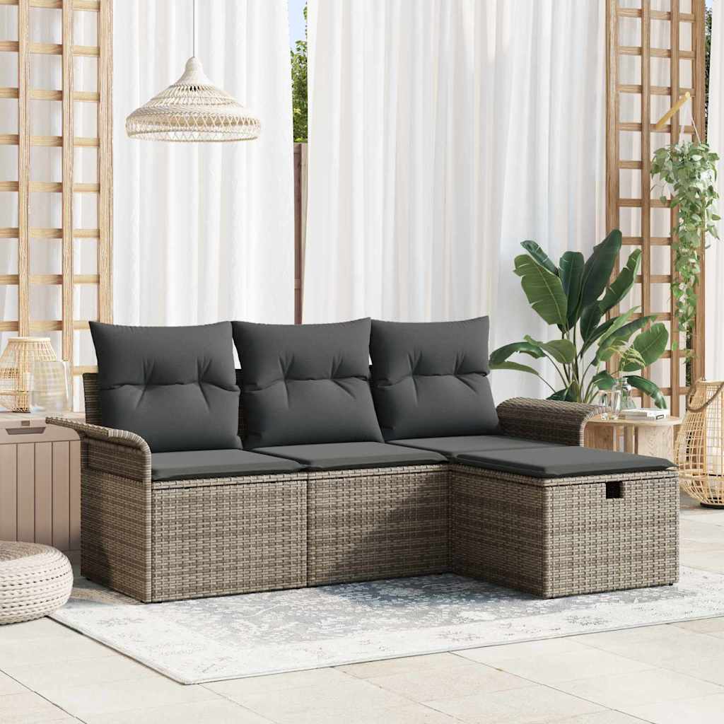 Tuin Sofa Set met kussen met opslag 4 pcs Poly riet – afbeelding 1