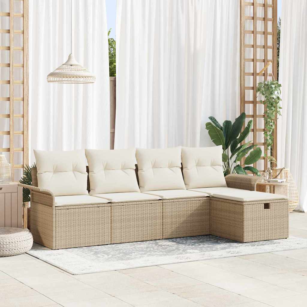 Tuin Sofa Set 5 st Poly riet – afbeelding 1