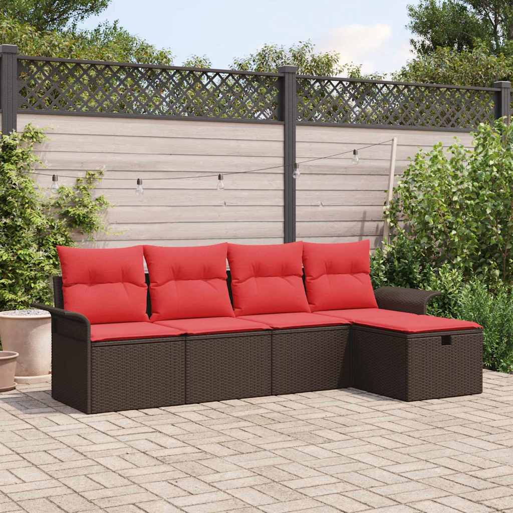 Tuin Sofa Set met kussen met opslag 5 pcs Poly riet – afbeelding 1