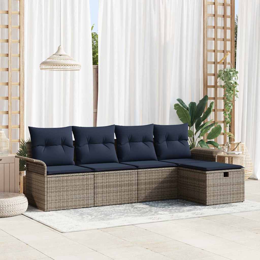 Tuin Sofa Set met kussen met opslag 5 pcs Poly riet – afbeelding 1