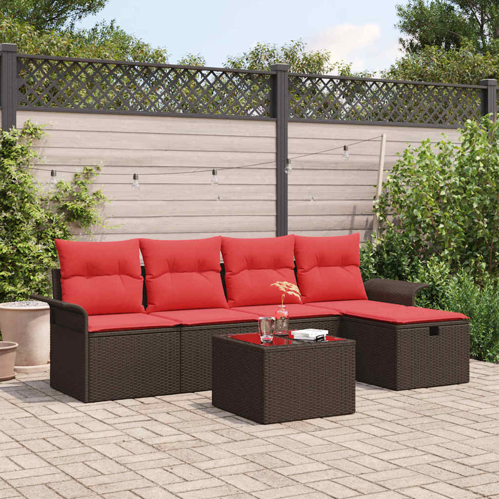 Tuin Sofa Set met kussen met opslag 6 pcs Poly riet – afbeelding 1