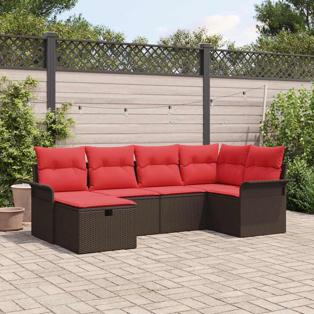Tuin Sofa Set met kussen met opslag 6 pcs Poly riet – afbeelding 1
