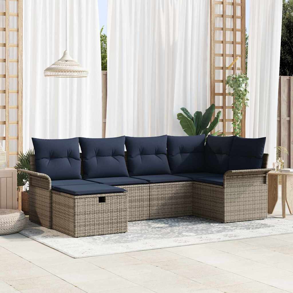 Tuin Sofa Set met kussen met opslag 6 pcs Poly riet – afbeelding 1