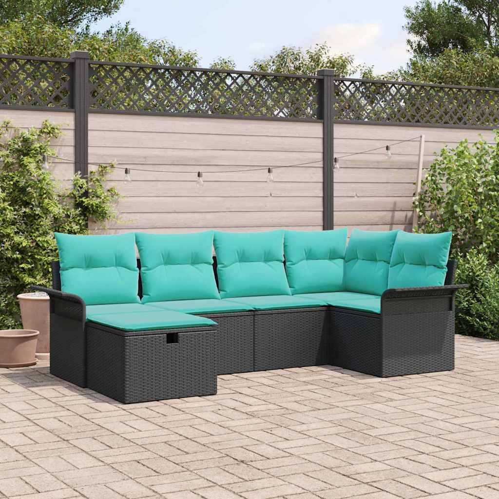 Tuin Sofa Set met kussen met opslag 6 pcs Poly riet – afbeelding 1