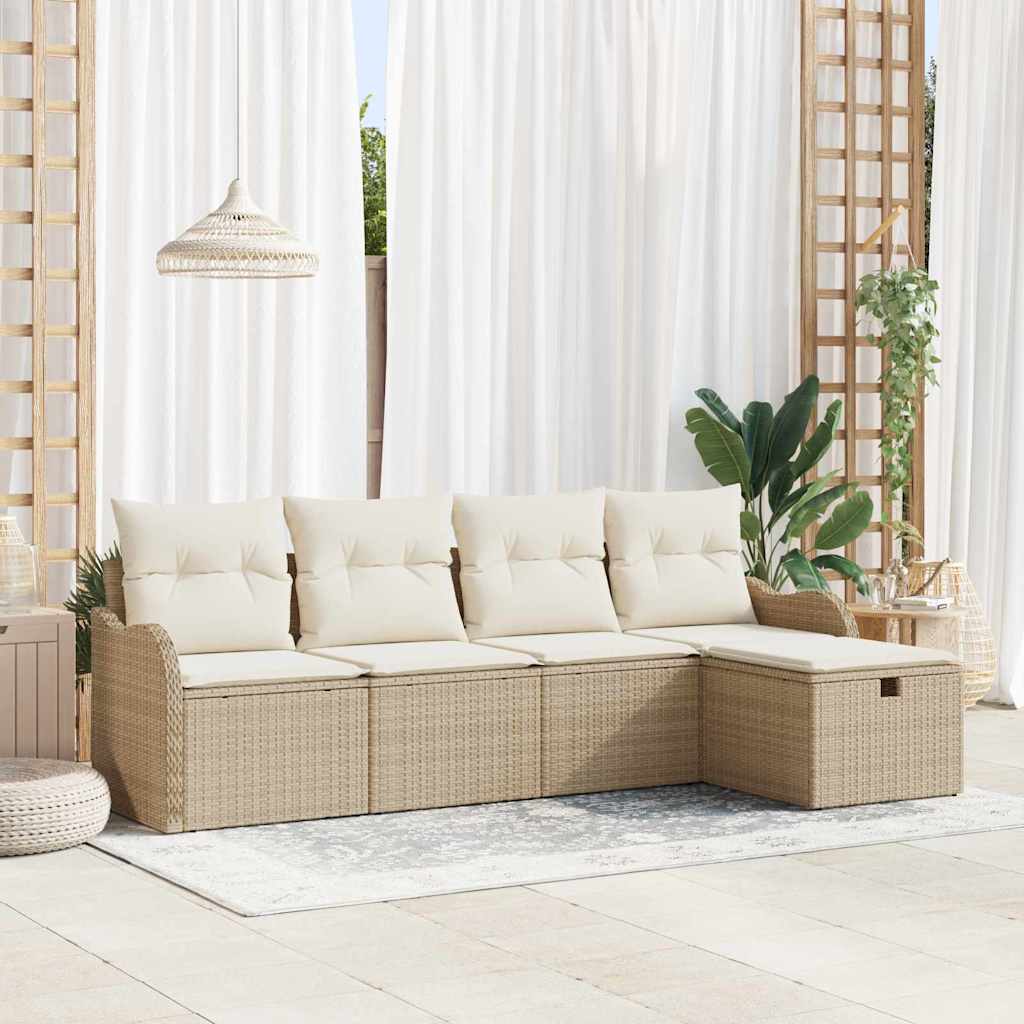 Tuin Sofa Set 5 st Poly riet – afbeelding 1