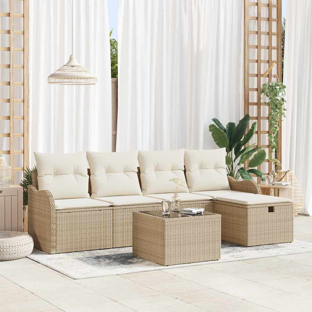 Tuin Sofa Set 6 st Poly riet – afbeelding 1