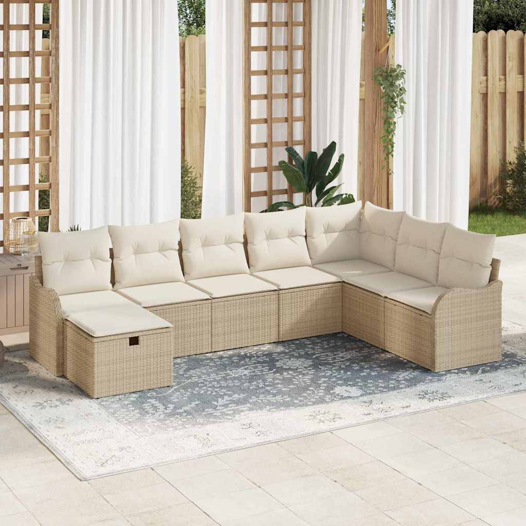 Tuin Sofa Set 8 st Beige poly rattan – afbeelding 1