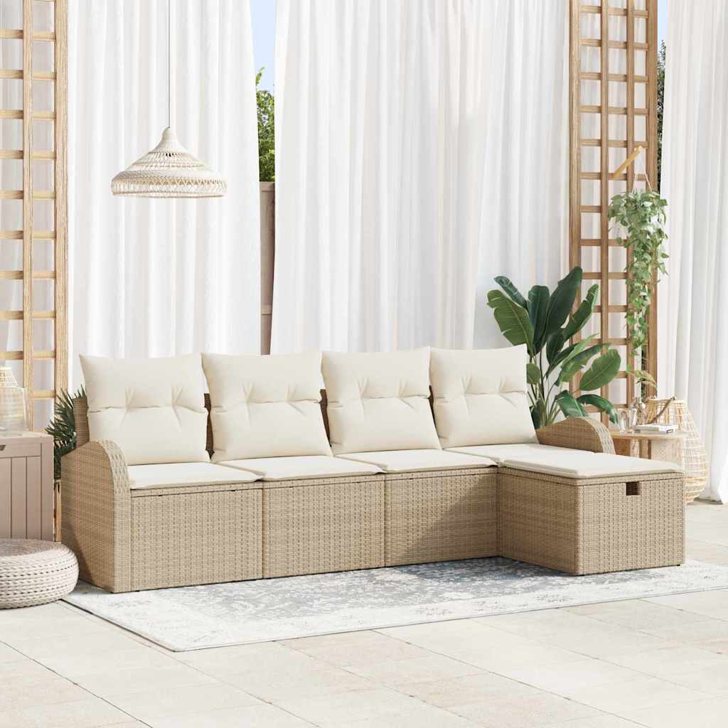Tuin Sofa Set 5 st Beige poly rattan – afbeelding 1