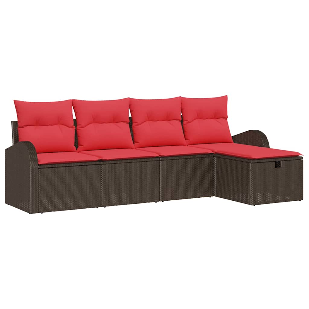 Tuin Sofa Set met kussen met opslag 5 pcs Bruin poly rattan – afbeelding 2