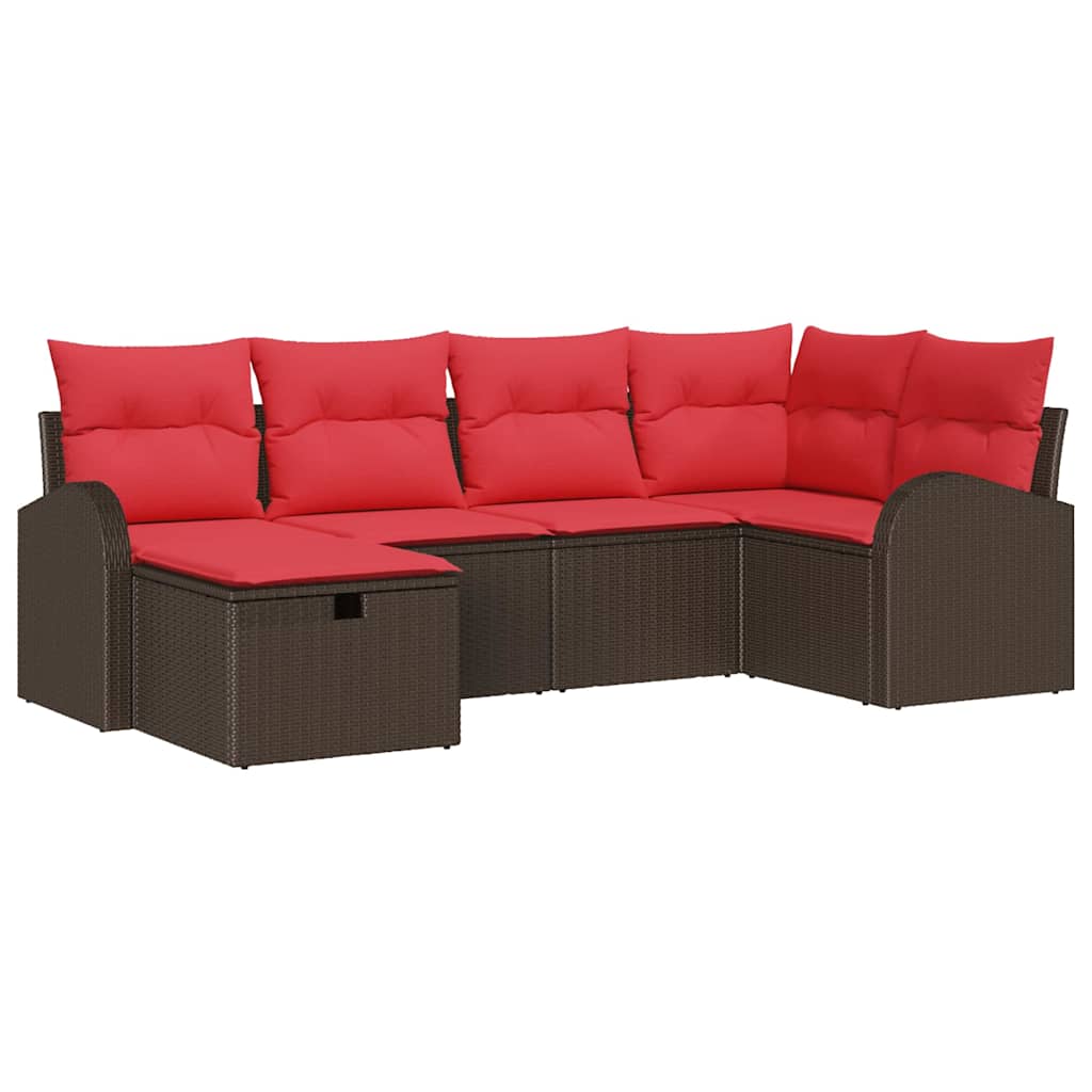 Tuin Sofa Set met kussen met opslag 6 pcs Bruin poly rattan – afbeelding 2
