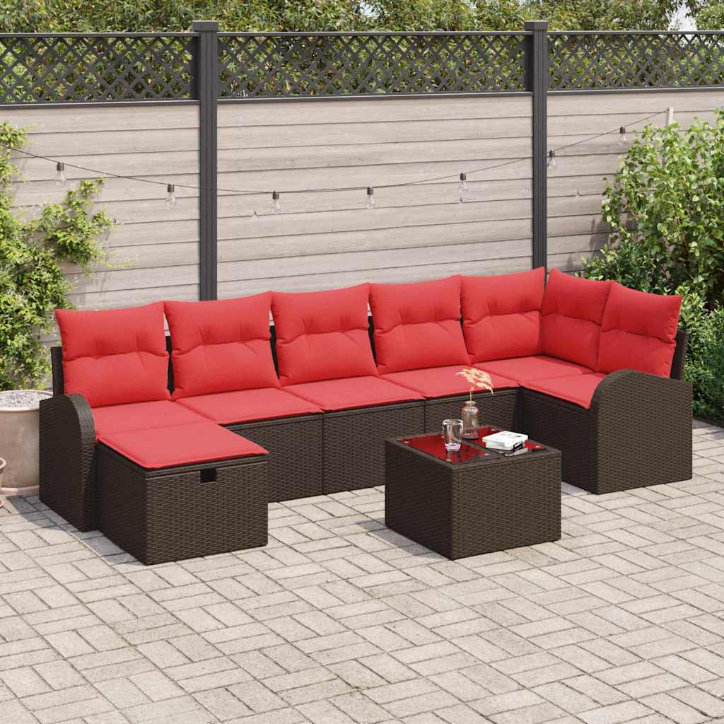 Tuin Sofa Set met kussen met opslag 8 pcs Bruin poly rattan – afbeelding 1