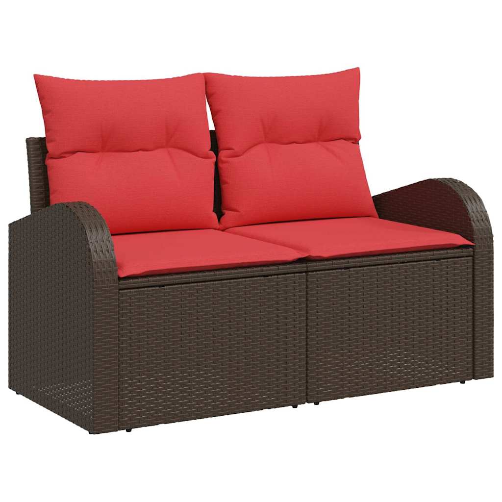 Tuin Sofa Set met kussen met opslag 9 pcs Bruin Poly riet – afbeelding 4