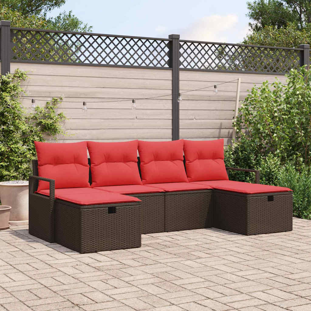 Bankstel met kussen 5 pcs poly rattan