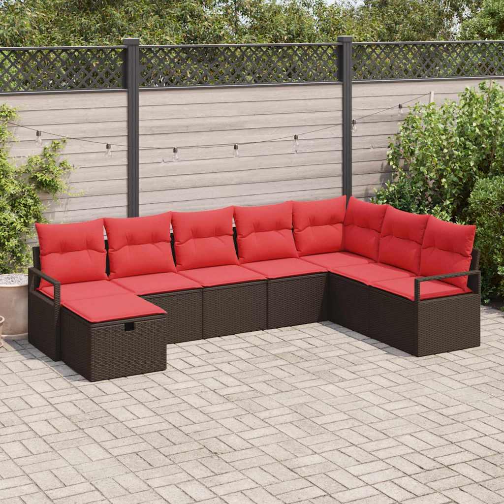 Bankstel met kussen 6 pcs poly rattan – afbeelding 1