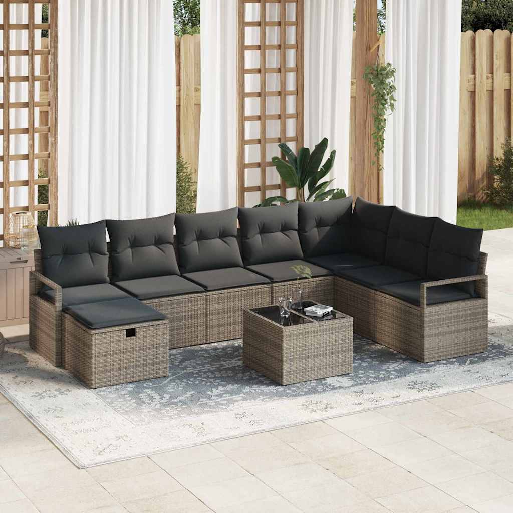 Bankstel met kussen 6 pcs poly rattan – afbeelding 1