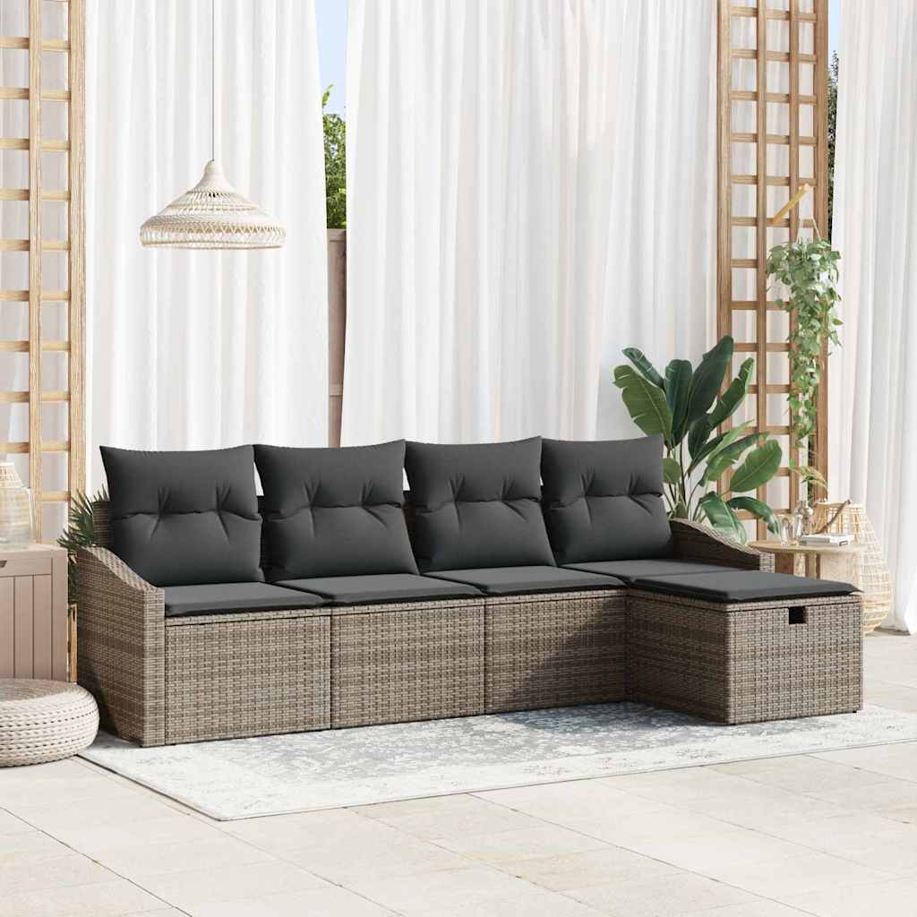 Bankstel met kussen 6 pcs poly rattan – afbeelding 1