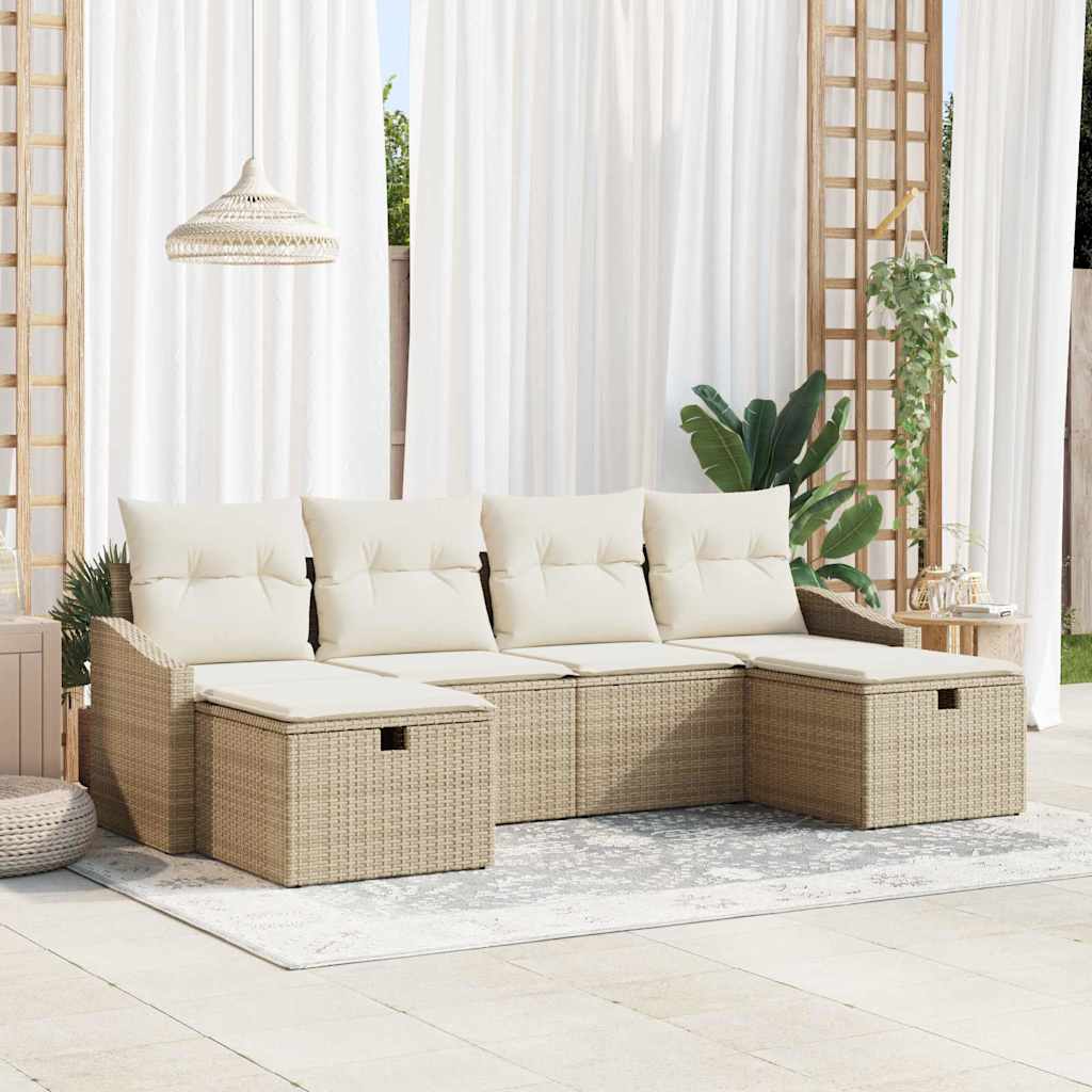 Bankstel 6 st poly rattan