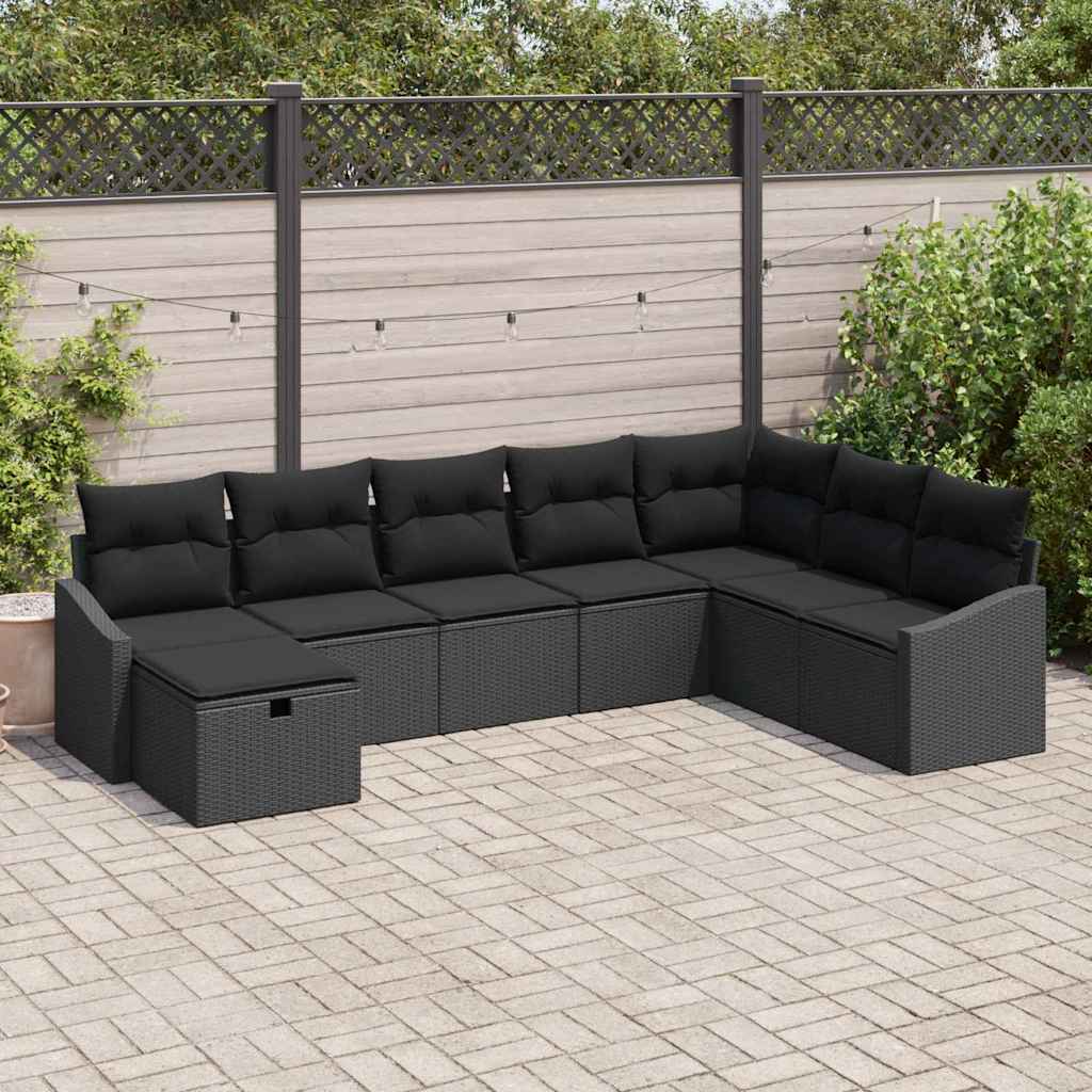 Bankstel met kussen 8 pcs poly rattan