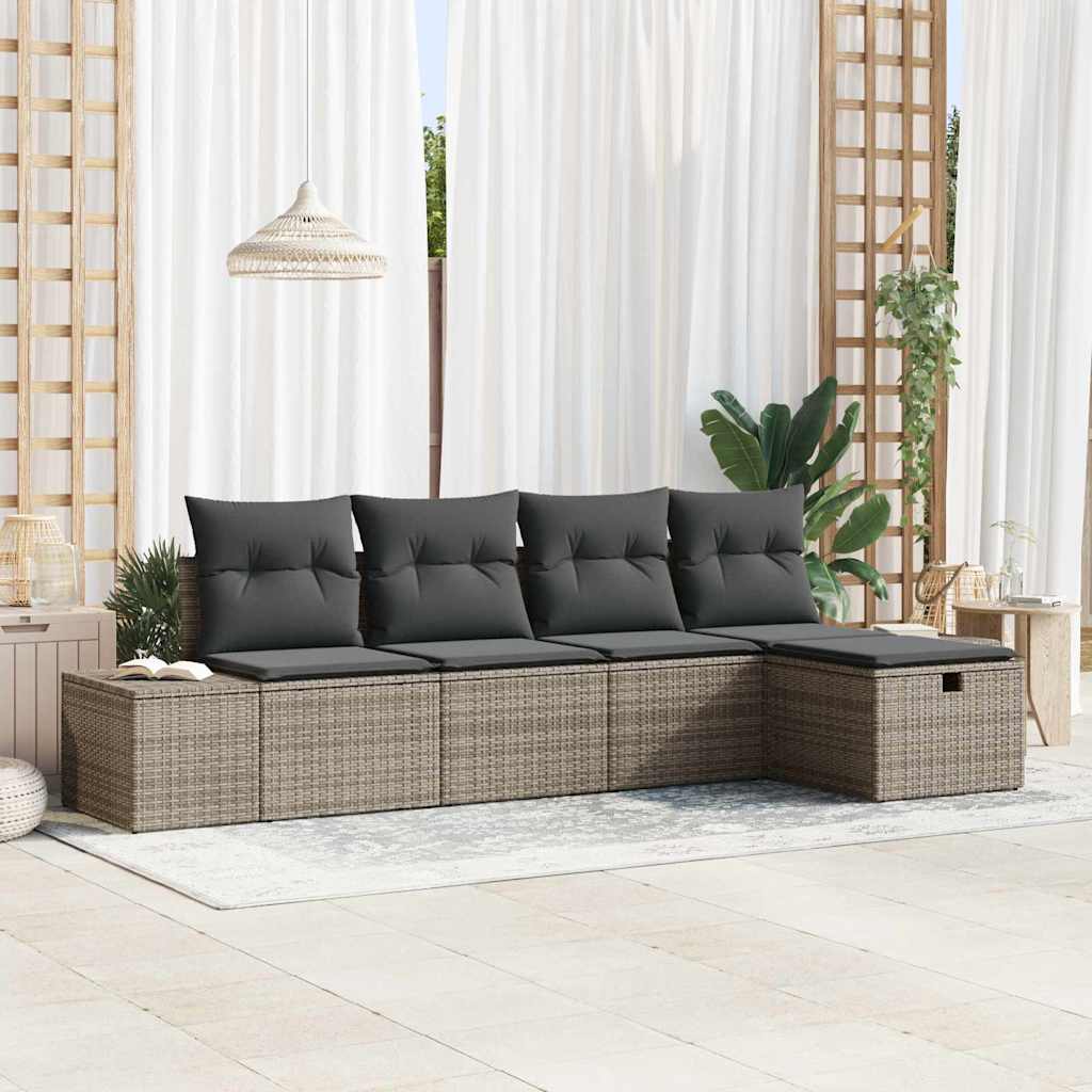 Bankstel met kussen 5 pcs poly rattan