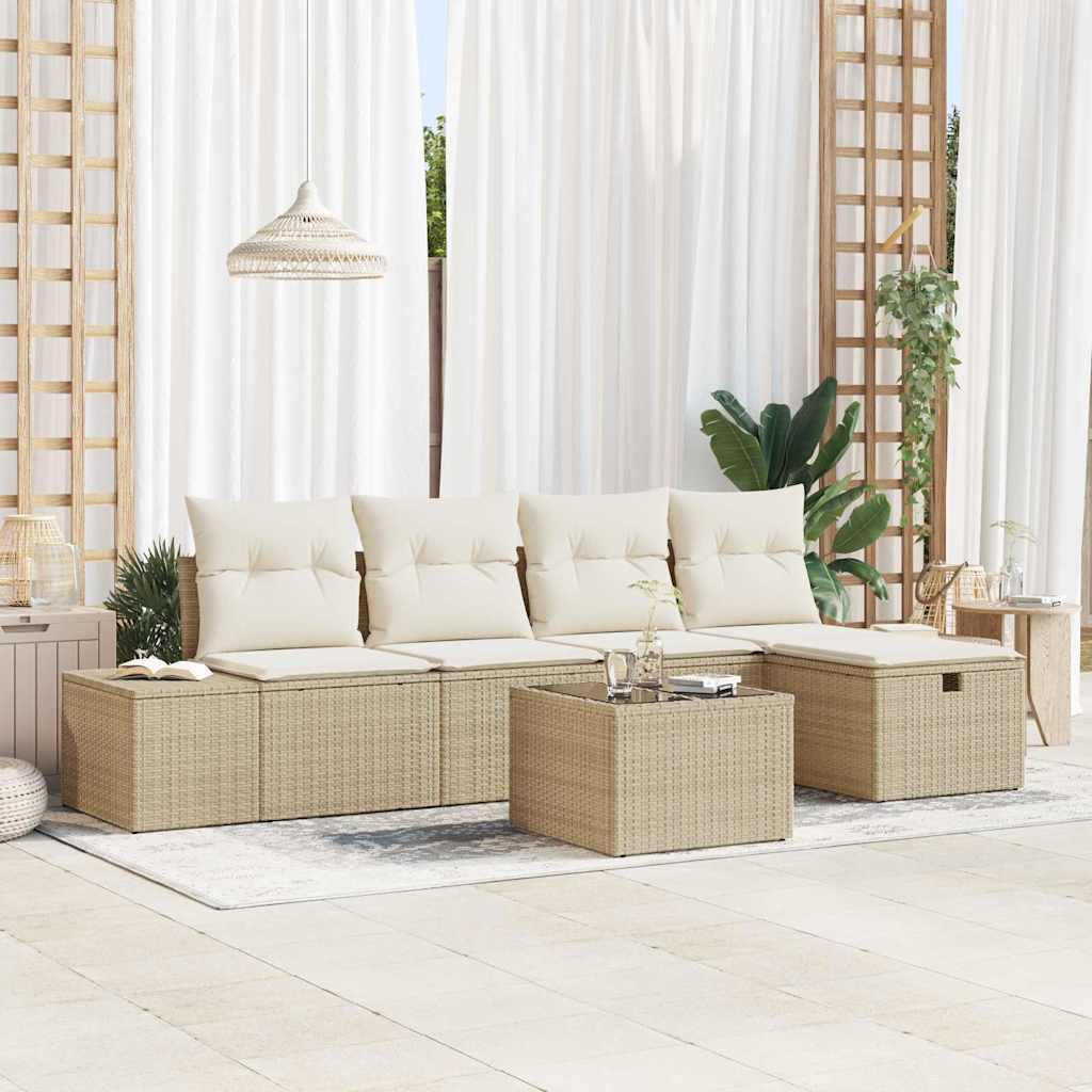 Bankstel 6 st poly rattan