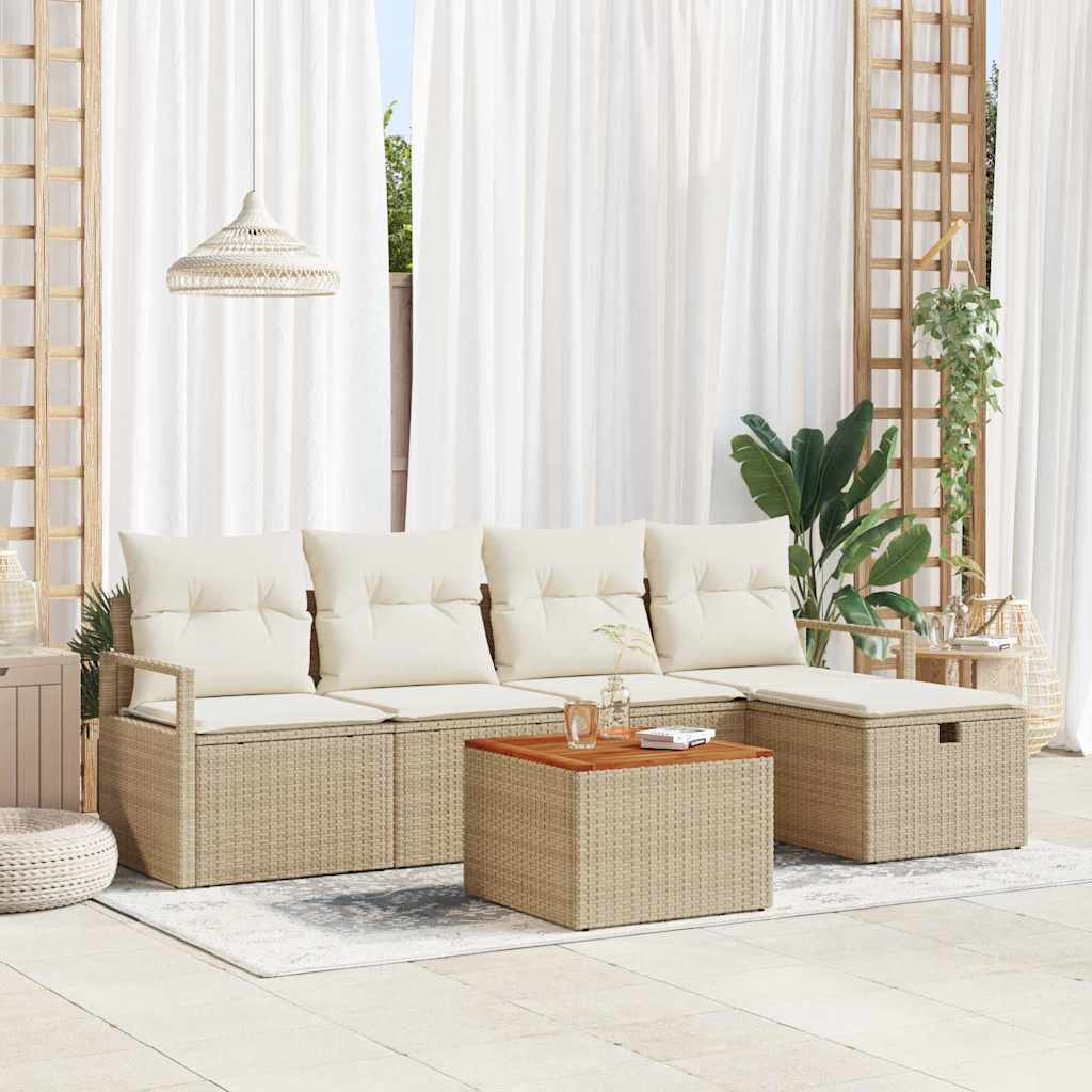Tuinbankenset 6 st Beige Poly riet