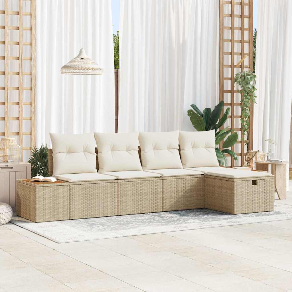 Tuin Sofa Set 6 st Beige poly rattan – afbeelding 1