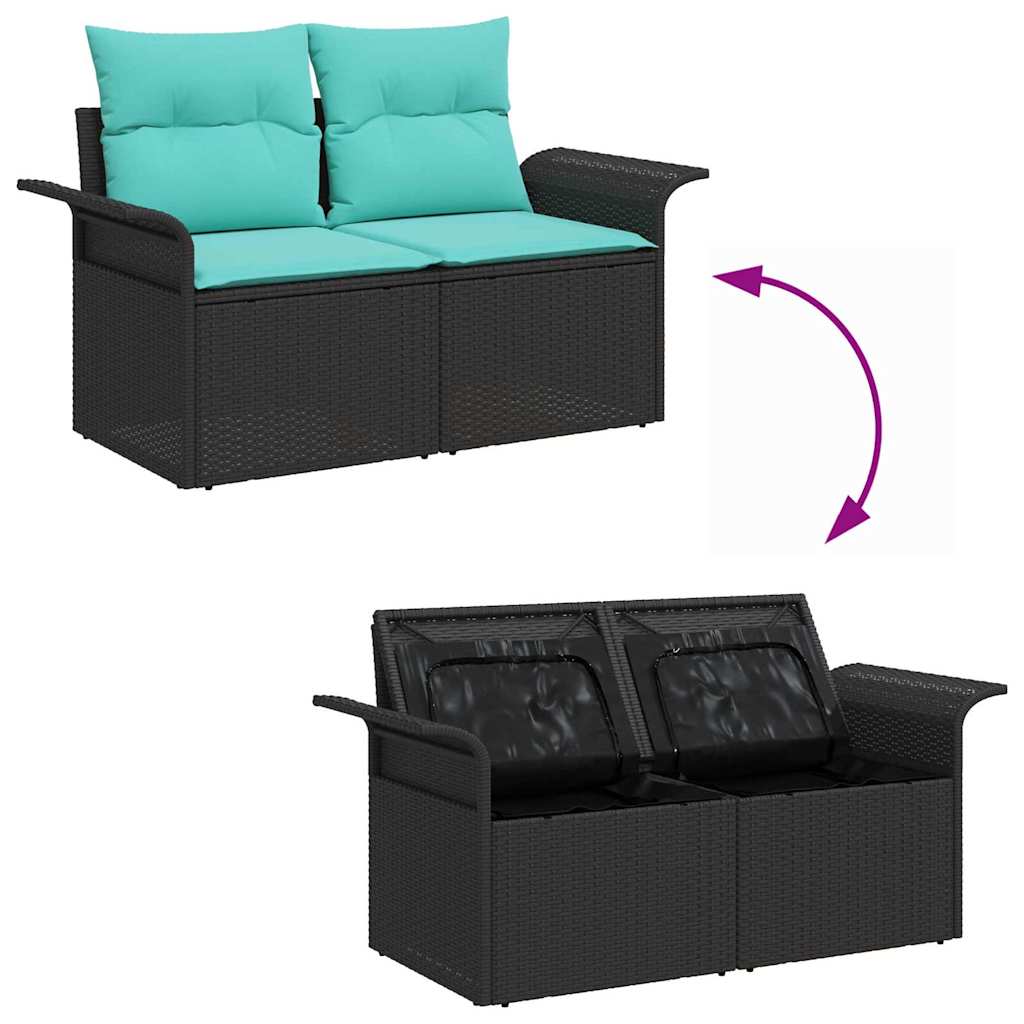 Tuin Sofa Set met kussen met opslag 6 pcs Zwart poly rattan – afbeelding 11