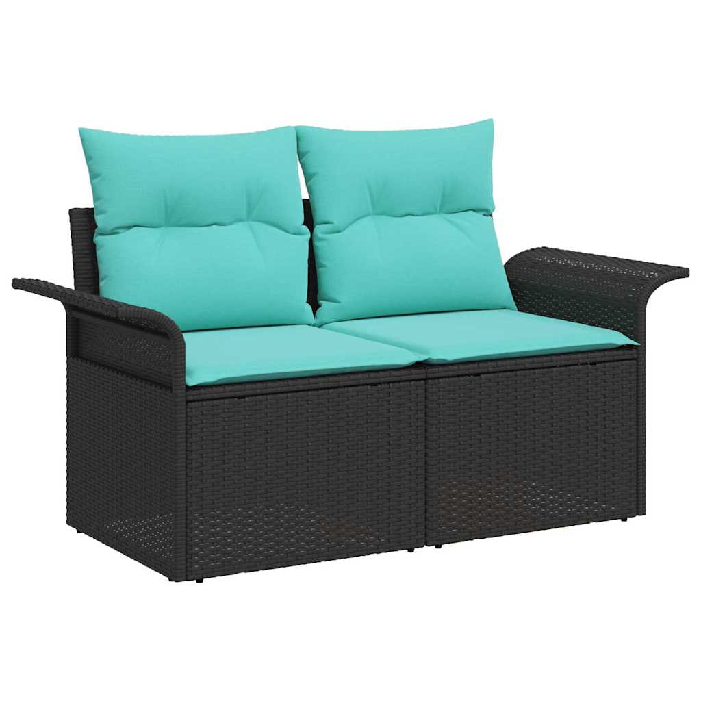 Tuin Sofa Set met kussen met opslag 6 pcs Zwart poly rattan – afbeelding 4