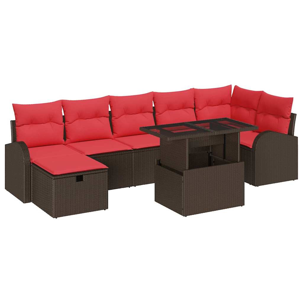 Tuin Sofa Set met kussen met opslag 8 pcs Bruin Poly riet – afbeelding 2