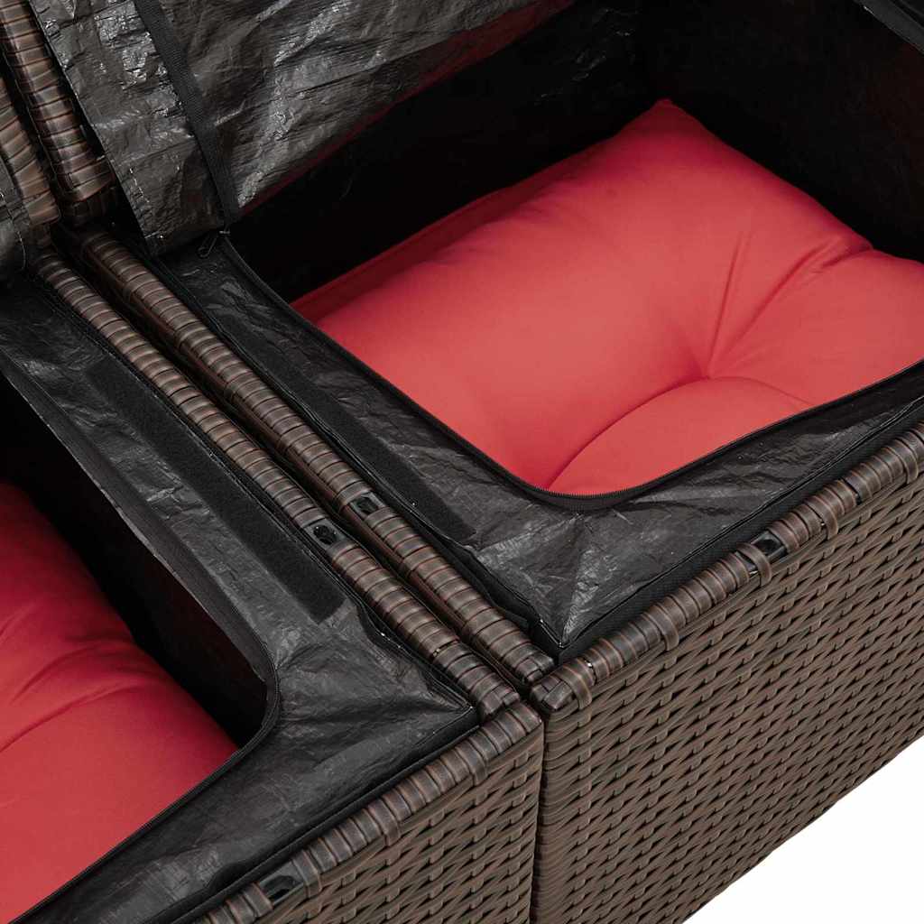 Tuin Sofa Set met kussen met opslag 8 pcs Bruin Poly riet – afbeelding 9