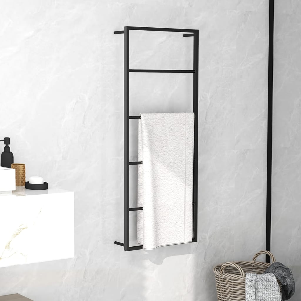 Handdoekenrek 45x10x115 cm staal zwart – afbeelding 1