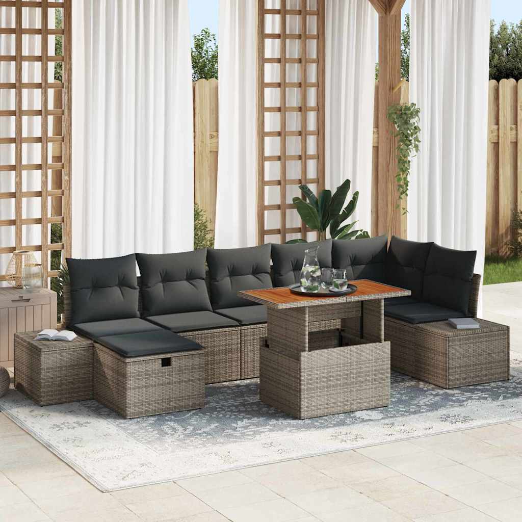 Tuin Sofa Set 8 pcs Grijs poly rattan – afbeelding 1