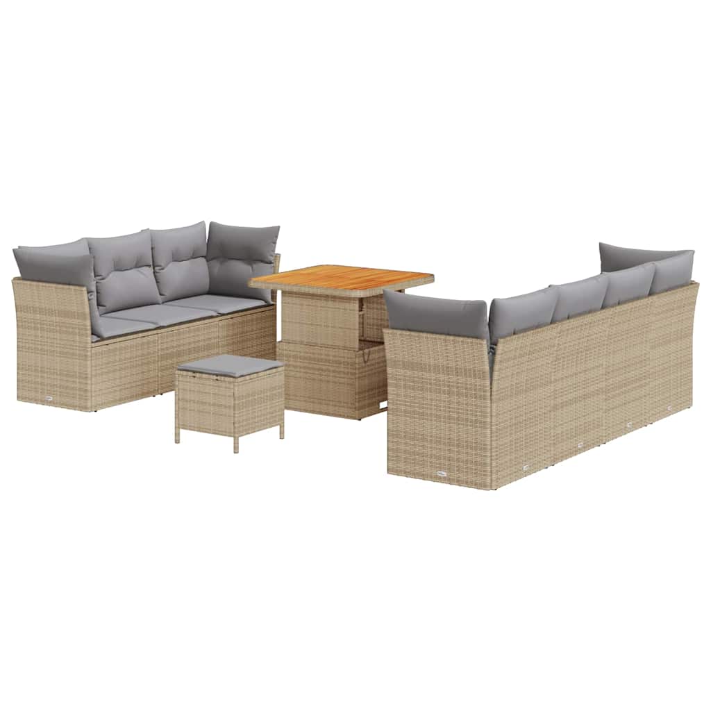Tuinbankenset 10 pcs Beige poly rattan – afbeelding 2