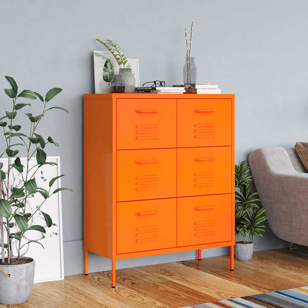 Ladekast 80x35x101,5 cm staal oranje – afbeelding 1