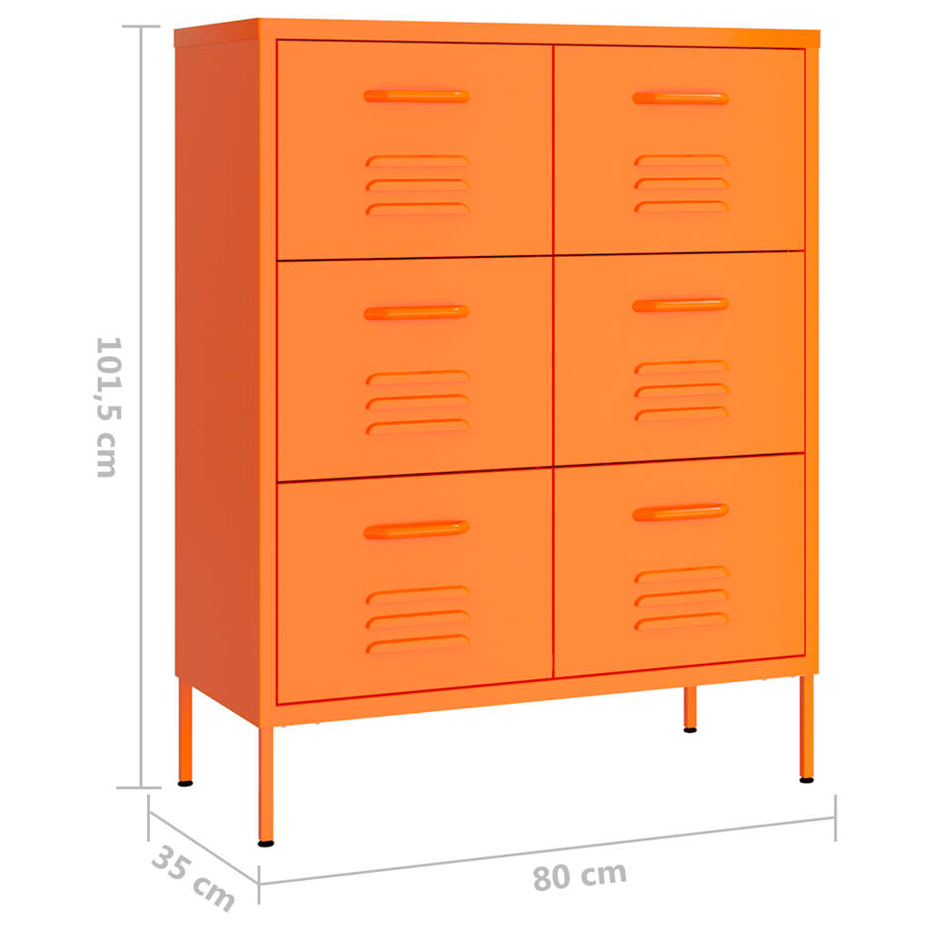 Ladekast 80x35x101,5 cm staal oranje – afbeelding 9
