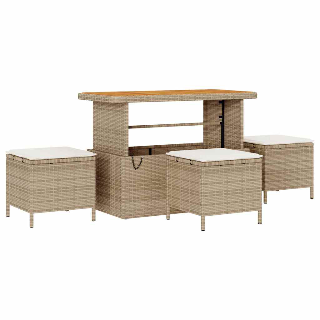 Tuinbankenset 13 pcs Beige poly rattan – afbeelding 6